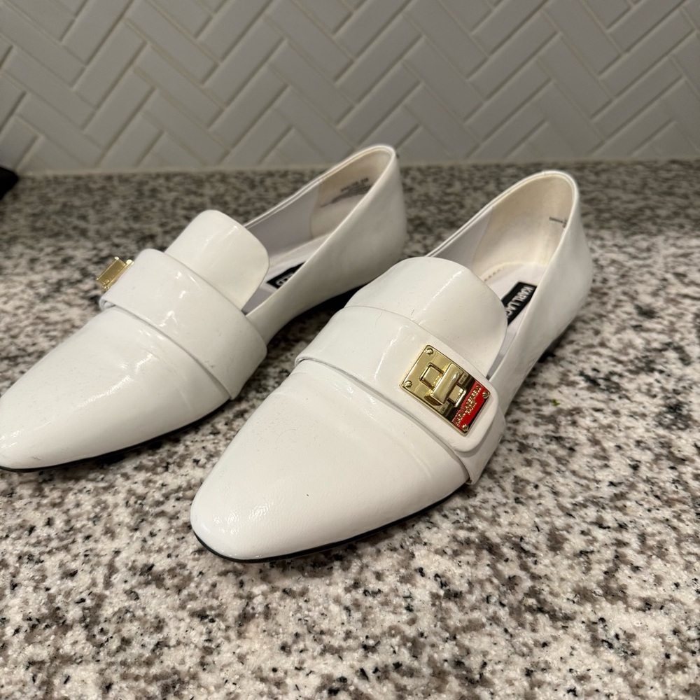 Karl Lagerfeld White Leather Flats